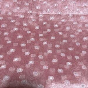 Silver Patterned Fabric beautiful big silver silk thread work on palav baby pink